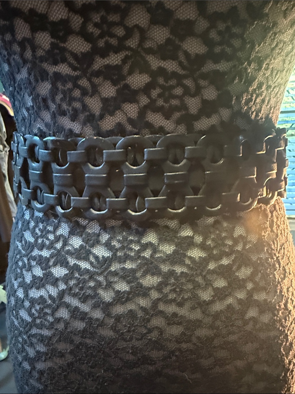 White House Black Market Black Chunky Chain Link Waist Belt